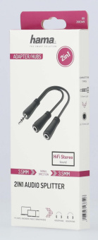 Адаптер аудио Hama H-200349 Jack 3.5 (m)/2xJack 3.5 (f) 0.15м. черный (00200349) от магазина РЭССИ