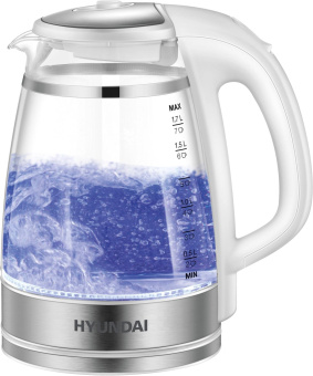 Чайник электрический Hyundai HYK-G3506 1.7л. 2200Вт белый/серебристый корпус: стекло от магазина РЭССИ