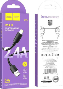 Кабель Hoco X96 Hyper iP USB (m)-Lightning (m) 1м черный коробка от магазина РЭССИ