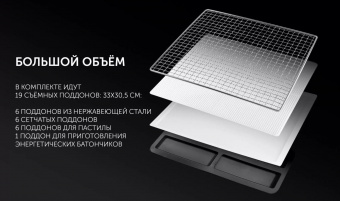 Сушка для фруктов и овощей Polaris PFD 2402H Pro 19под. 500Вт черный от магазина РЭССИ