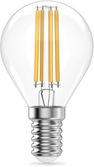 Лампа филам. Gauss Filament 8Вт цок.:E14 шар св.свеч.бел.теп. (упак.:10шт) (52118) от магазина РЭССИ