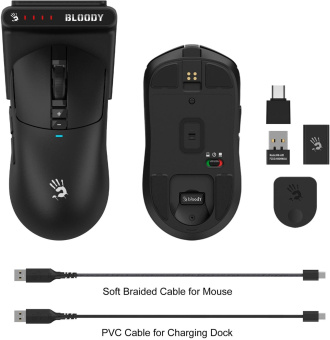 Мышь A4Tech Bloody R72 Pro Duo черный оптическая 26000dpi беспров. USB/USB-C 7but от магазина РЭССИ