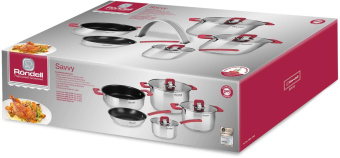 Набор 8 предметов: Кастрюли с/кр 20 см (3,0л), 24 см (5,6л), ковш с/кр 16 см (1,4л), сотейник б/кр 2 от магазина РЭССИ