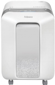 Шредер Fellowes PowerShred LX201 белый (секр.P-5) перекрестный 12лист. 22лтр. скрепки скобы пл.карты от магазина РЭССИ