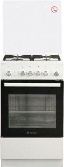 Плита Газовая De Luxe 5040.40г (кр) ЧР белый/черный (стеклянная крышка) реш.чугун от магазина РЭССИ