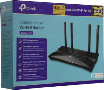 Роутер беспроводной TP-Link Archer AX10 AX1500 10/100/1000BASE-TX черный от магазина РЭССИ