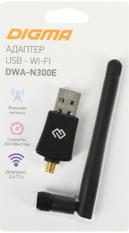 Сетевой адаптер WiFi Digma DWA-N300E N300 USB 2.0 (ант.внеш.съем) 1ант. (упак.:1шт) от магазина РЭССИ