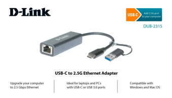 Сетевой адаптер 2.5G Ethernet D-Link DUB-2315/A1A USB Type-C от магазина РЭССИ