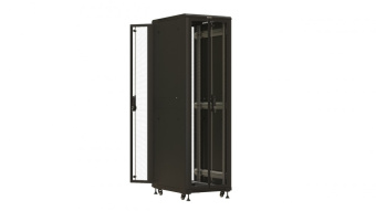 Шкаф серверный Hyperline (TTBR-4261-DD-RAL9004) напольный 42U 600x1000мм пер.дв.перфор. задн.дв.перфор. 2 бок.пан. направл.под закл.гайки 800кг черный 910мм 2055мм IP20 сталь от магазина РЭССИ