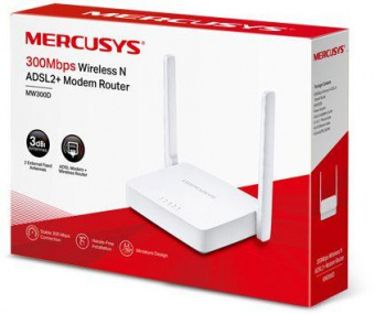 Роутер беспроводной Mercusys MW300D N300 10/100BASE-TX/ADSL белый от магазина РЭССИ