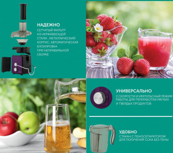 Соковыжималка центробежная Scarlett SimpleFix SC-JE50S47 1200Вт рез.сок.:600мл. фиолетовый от магазина РЭССИ