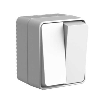 AtlasDesign PROFI IP54 открытой установки 2-клавишный выключатель 10 АХ, серый от магазина РЭССИ