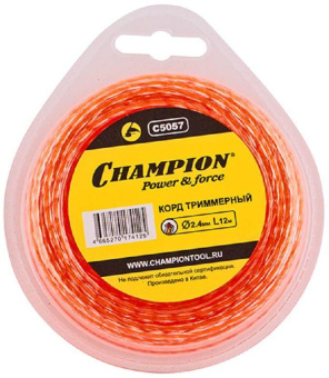Леска для садовых триммеров Champion C5057 d=2.4мм L=12м от магазина РЭССИ