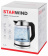 Картинка Чайник электрический Starwind SKG3081 1.7л. 1700Вт черный/серебристый (корпус: стекло) от магазина РЭССИ Чайник электрический Starwind SKG3081 1.7л. 1700Вт черный/серебристый (корпус: стекло) от магазина РЭССИ