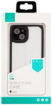 Чехол (клип-кейс) для Apple iPhone 13 mini Usams US-BH768 прозрачный/черный (УТ000028113) от магазина РЭССИ