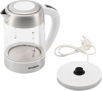 Чайник электрический Hyundai HYK-S5807 1.7л. 2200Вт белый/серебристый корпус: стекло/металл от магазина РЭССИ