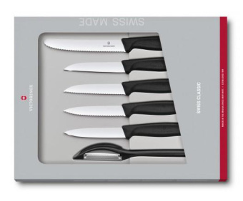 Набор ножей кухон. Victorinox Swiss Classic Kitchen (6.7113.6G) компл.:6шт черный подар.коробка от магазина РЭССИ