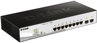Коммутатор D-Link DGS-1210-10P DGS-1210-10P/FL2A (L2+) 8x1Гбит/с 2xКомбо(1000BASE-T/SFP) 8PoE 8PoE+ 65W управляемый от магазина РЭССИ