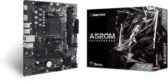 Материнская плата Biostar A520MT Soc-AM4 AMD A520 2xDDR4 mATX AC`97 8ch(7.1) GbLAN RAID+HDMI+DP от магазина РЭССИ