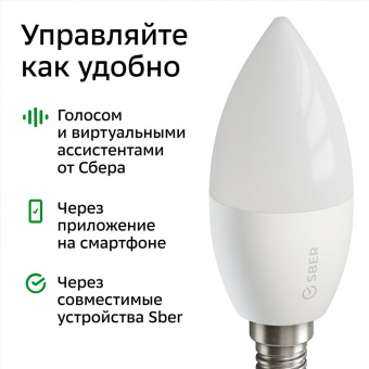 Умная лампа Sber C37 SBDV-00020 E14 5.5Вт 470lm Wi-Fi (упак.:1шт) (SBDV-00020) от магазина РЭССИ