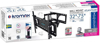 Кронштейн для телевизора Kromax ATLANTIS-80 черный 32"-75" макс.50кг настенный поворотно-выдвижной и наклонный от магазина РЭССИ