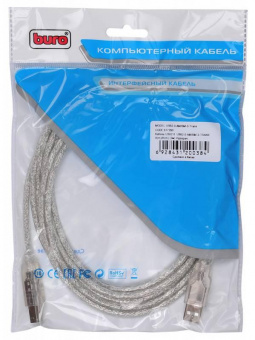 Кабель Buro USB2.0-AM/BM-3-TRANS USB A(m) USB B(m) 3м прозрачный от магазина РЭССИ