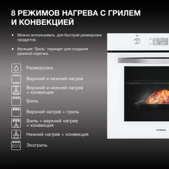 Духовой шкаф Электрический Hyundai HEO 6646 WG белый от магазина РЭССИ