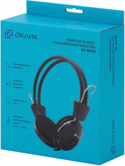 Наушники с микрофоном Оклик HS-M200 черный 1.8м накладные оголовье (1532011) от магазина РЭССИ