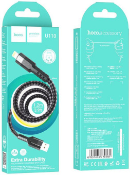Кабель Hoco U110 iP USB (m)-Lightning (m) 1.2м черный коробка от магазина РЭССИ