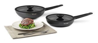 Сковорода ВОК (WOK) Rondell Kontur RDA-1489 круглая 28см покрытие: Xylan Plus ручка несъемная (с крышкой) графитовый от магазина РЭССИ