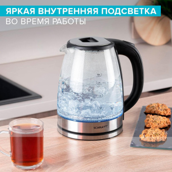 Чайник электрический Scarlett SC-EK27G30 1.8л. 1800Вт сталь/черный корпус: стекло/пластик от магазина РЭССИ