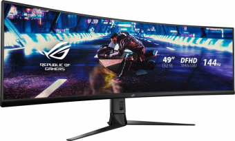 Монитор Asus 49" ROG Strix XG49VQ черный VA LED 32:9 HDMI M/M матовая HAS Piv 450cd 3840x1080 144Hz FreeSync 2 DP FHD USB 12.2кг от магазина РЭССИ