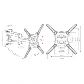 Кронштейн для телевизора Kromax OPTIMA-407 серый 22"-65" макс.45кг настенный поворот и наклон от магазина РЭССИ