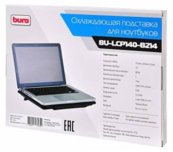 Подставка для ноутбука Buro BU-LCP140-B214 14"335x265x22мм 1xUSB 2x 140ммFAN 480г металлическая сетка/пластик черный от магазина РЭССИ