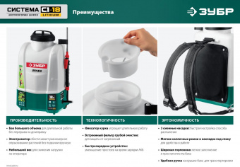 Опрыскиватель Зубр Мастер ОПЛ-15 аккум. наплеч. 15л белый/зеленый (ОПЛ-15) от магазина РЭССИ