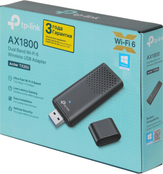 Сетевой адаптер Wi-Fi TP-Link ARCHER TX20U AX1800 USB 3.0 (ант.внутр.) 2ант. от магазина РЭССИ