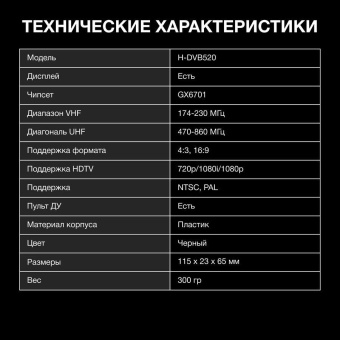 Ресивер DVB-T2 Hyundai H-DVB520 + WiFi-адаптер черный от магазина РЭССИ