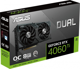 Видеокарта Asus PCI-E 4.0 DUAL-RTX4060TI-O8G NVIDIA GeForce RTX 4060TI 8192Mb 128 GDDR6 2520/18000 HDMIx1 DPx3 HDCP Ret от магазина РЭССИ