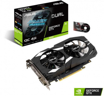 Видеокарта Asus PCI-E DUAL-GTX1650-O4G NVIDIA GeForce GTX 1650 4096Mb 128 GDDR5 1485/8002 DVIx1 HDMIx1 DPx1 HDCP Ret от магазина РЭССИ