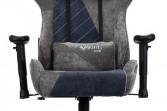 Кресло игровое Zombie VIKING X Fabric серый/темно-синий с подголов. крестов. пластик от магазина РЭССИ