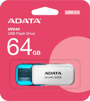 Флеш Диск A-Data 64GB UV240 AUV240-64G-RWH USB2.0 белый/голубой от магазина РЭССИ