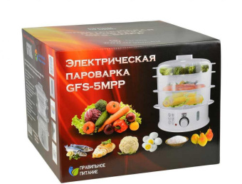Пароварка GFGril GFS-5MPP 3ярус. 800Вт белый/белый от магазина РЭССИ