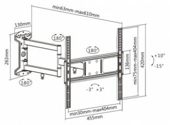 Кронштейн для телевизора Ultramounts UM906 черный 32"-55" макс.35кг настенный поворотно-выдвижной и наклонный от магазина РЭССИ