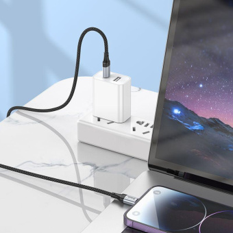 Кабель Hoco X102 Fresh iP USB Type-C (m)-Lightning (m) 1м черный коробка от магазина РЭССИ
