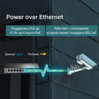 Коммутатор TP-Link TL-SF1008LP 8x100Mb 4PoE 41W неуправляемый от магазина РЭССИ