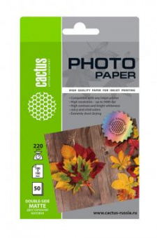 Фотобумага Cactus CS-MA622050DS 10x15/220г/м2/50л./белый матовое/матовое для струйной печати от магазина РЭССИ