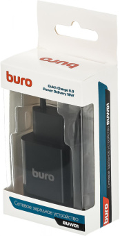 Сетевое зар./устр. Buro BUWD1 18W 3A (PD+QC) USB-C/USB-A универсальное черный (BUWD18P110BK) от магазина РЭССИ