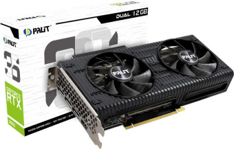 Видеокарта Palit PCI-E 4.0 PA-RTX3060 DUAL 12G NVIDIA GeForce RTX 3060 12Gb 192bit GDDR6 1320/15000 HDMIx1 DPx3 HDCP Ret от магазина РЭССИ