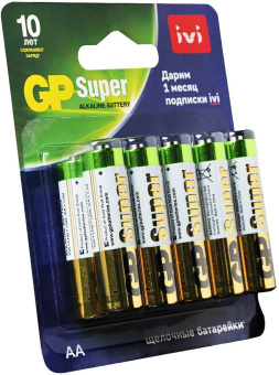 Батарея GP Super Alkaline 15A/IVI-2CR10 AA (10шт) блистер от магазина РЭССИ
