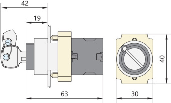 Переключатель NP2-BGхх (33 2NO   3 положения с фиксацией + ключ 574855) от магазина РЭССИ